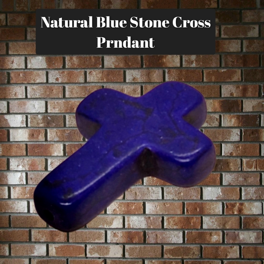 Natural Dark Purple Stone Cross Pendant. NWOT